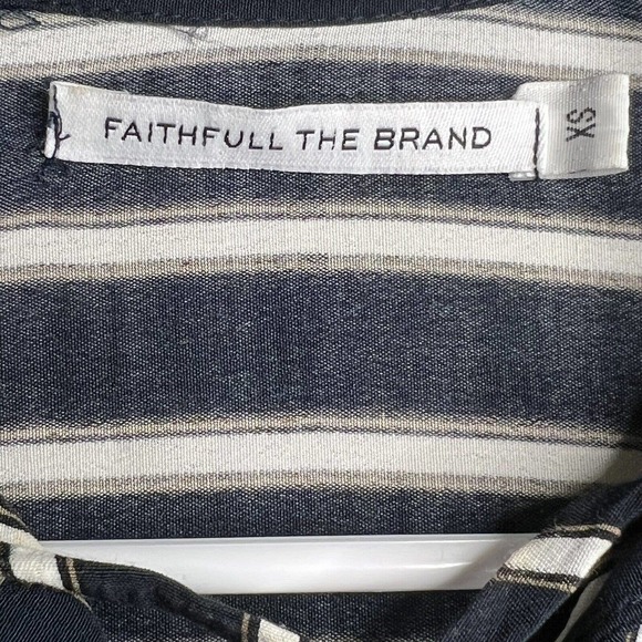 Faithfull The Brand Stevie Striped High low Long Sleeve Tunic Lace Up XS j16 - Picture 7 of 7